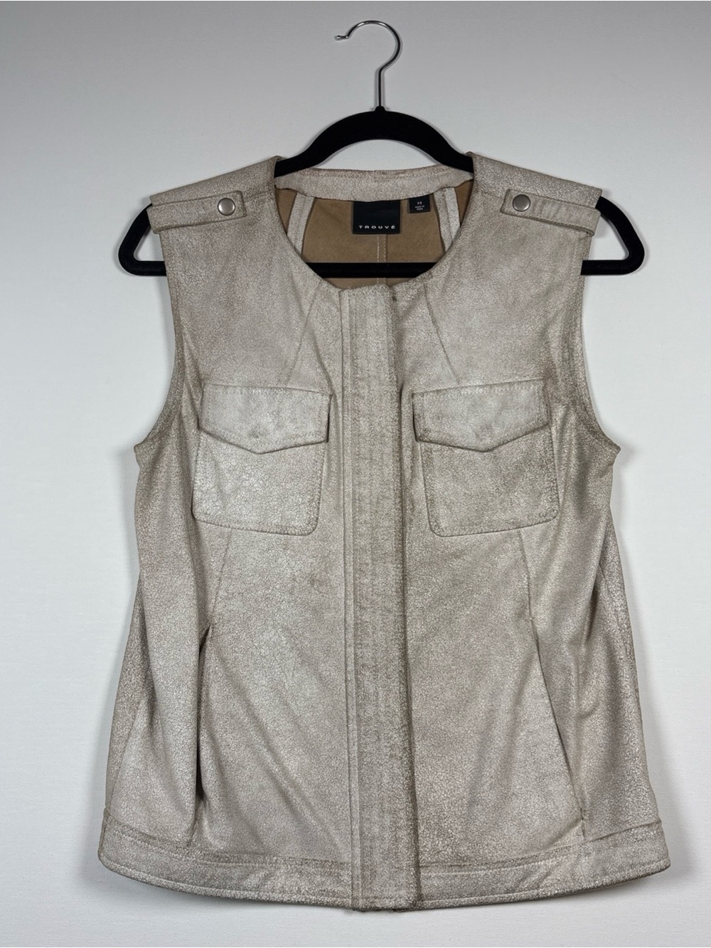 Trouve Metallic Cream Utility Vest